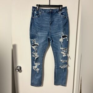 Bluenotes Women's Ripped Skinny Jeans in Medium Blue